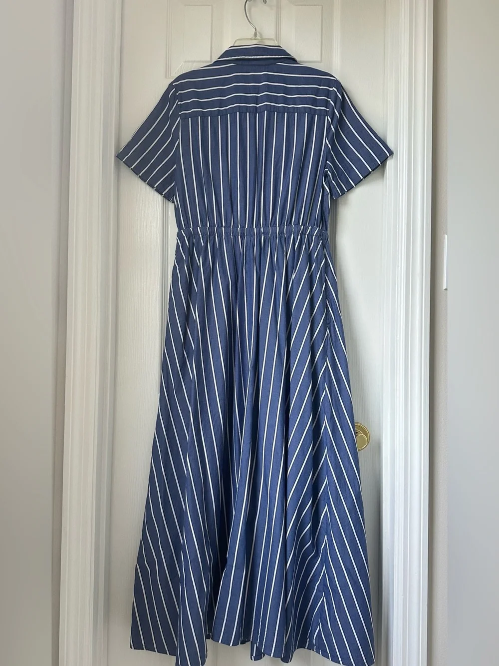 St. John's Bay Blue and White Striped Maxi Shirt Dress